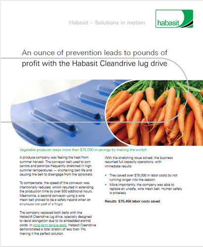 An ounce of prevention leads to pounds of profit with the Habasit Cleandrive lug drive