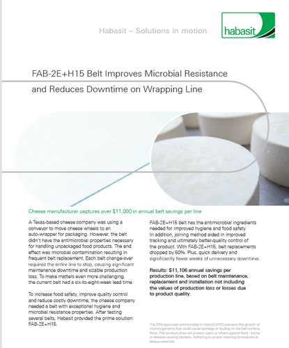 FAB-2E+H15 Belt Improves Microbial Resistance and Reduces Downtime on Wrapping Line