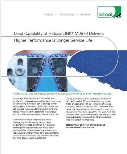 Load Capability of HabasitLINK M0870 Delivers Higher Performace -Longer Service Life