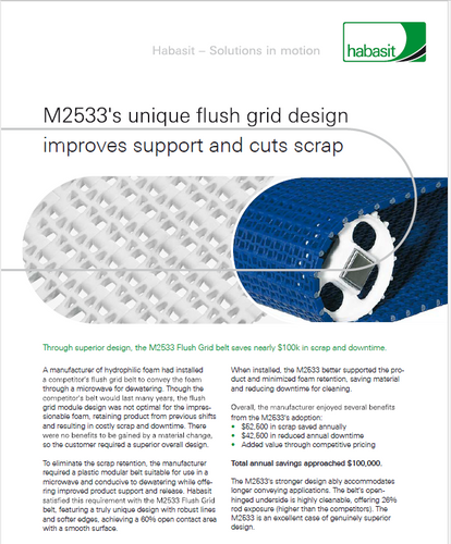 M2533's unique flush grid design improves support and cut scrap