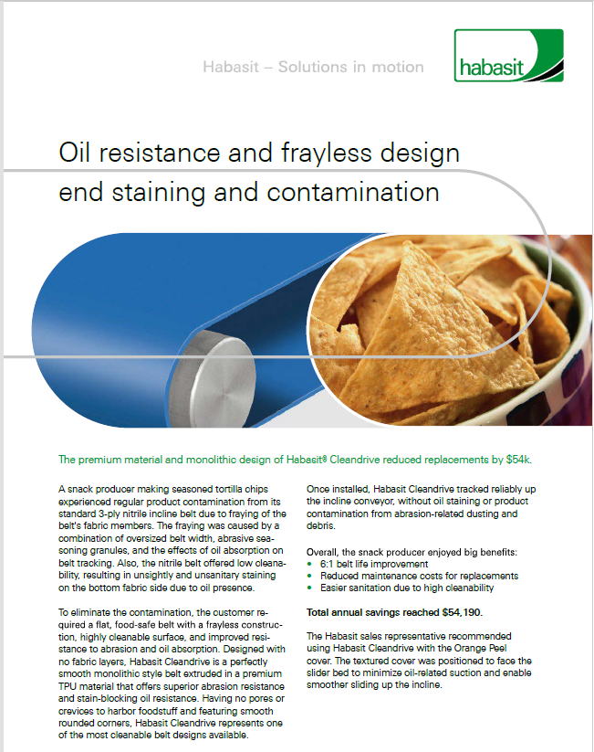Oil resistance and frayless design and staining and contamination