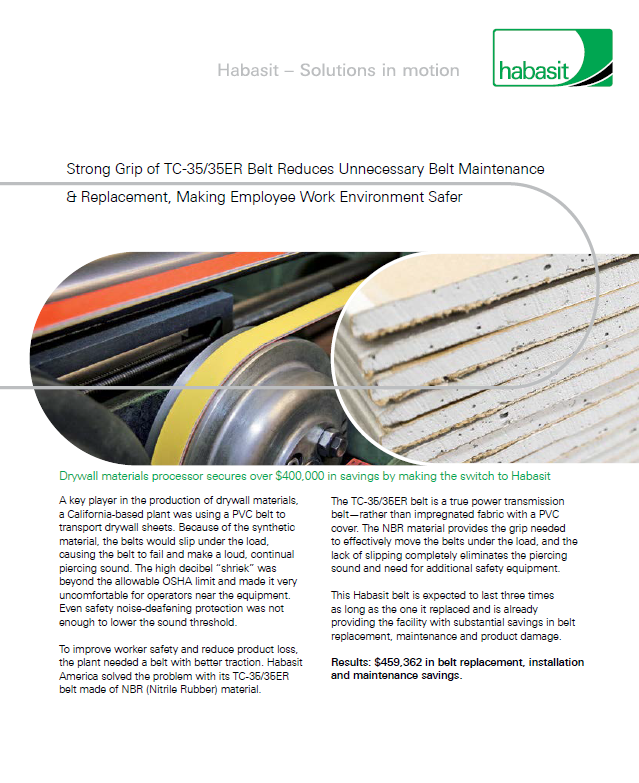 Strong Grip of TC-35/35ER Belt Reduces Unnecessary Belt Maintenance ,Replacement, Making Employee Work Environment Safer
