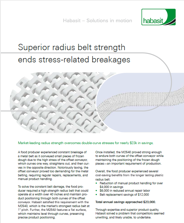 Superior radius belt strength ends stress-related breakages